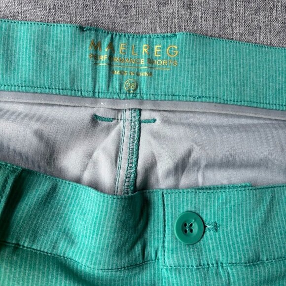 10'' Inseam Stretch Waist Lightweight Striped Flat Front Quick Dry Hybrid - Picture 5 of 9